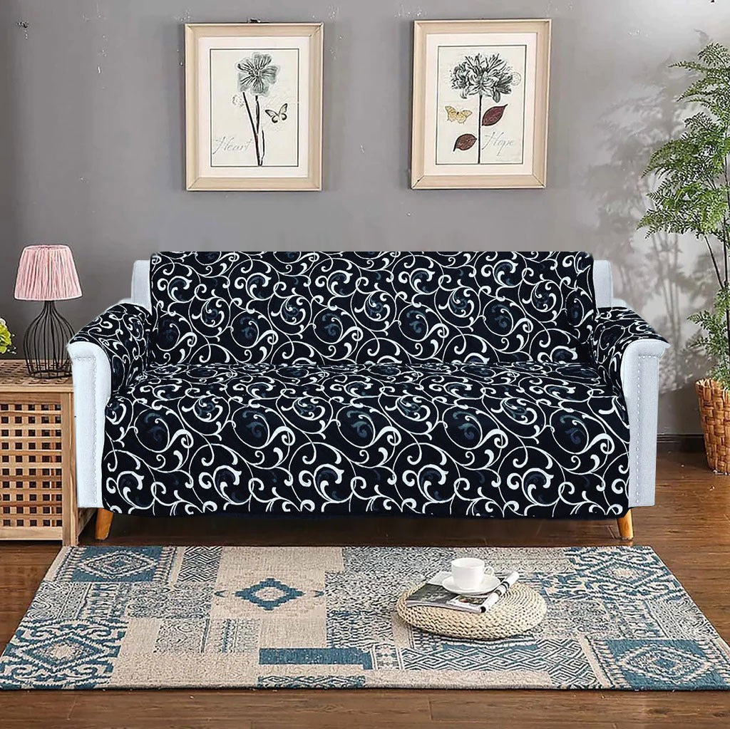 PRINTED QUILTED SOFA RUNNER - SOFA COAT (BLACK)