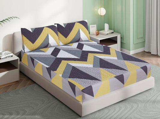 Mat Printed Quilted Ultrasonic 100% Waterproof Mattress Cover For Double Bed Fitted Mattress Protector Anti Sleep Bed Sheet With Pillow Cover (classical shade)