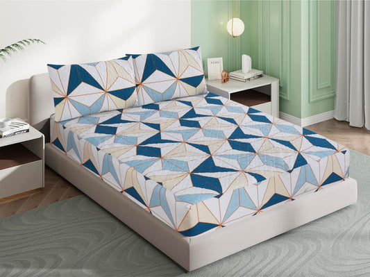 Mat Printed Quilted Ultrasonic 100% Waterproof Mattress Cover For Double Bed Fitted Mattress Protector Anti Sleep Bed Sheet With Pillow Cover (zink and white shade)